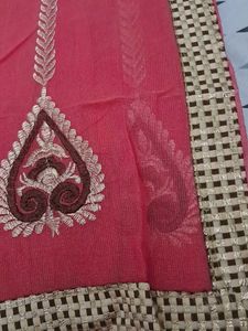 Elegant Pink Embroidered Saree