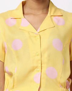 Yellow Polka Dot Button-Up Shirt