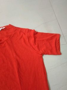 Vibrant Red Top with Gold Charm