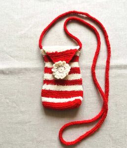 Handmade Striped Crochet Mobile Bag