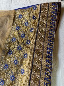 Royal Blue Embroidered Saree