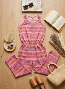 Boho Pink Striped Jumpsuit