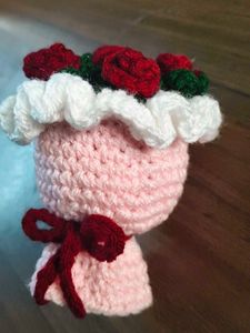 Crochet Rose Mini Bouquet Key Chain