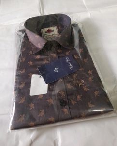 Men's Printed Casual Purple Shirt Cotton Formal XL