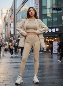Korean stretchable beige  Leggings