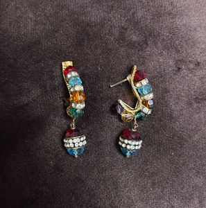 Colorful Gemstone Hoop Earrings