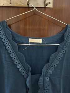 Teal Blue Cotton Schiffli Kurta Set