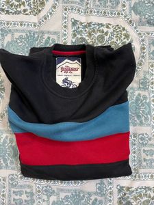 Black Sweatshirt with Colorblock Stripe