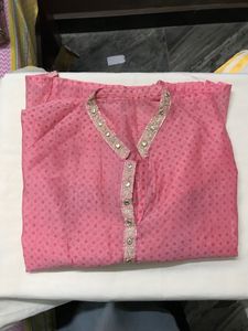 pink kurti with skirt Set