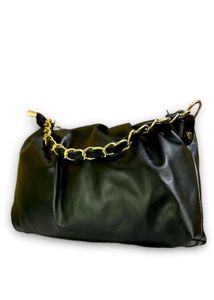 Chic Black Shoulder Bag with Gold Chain
