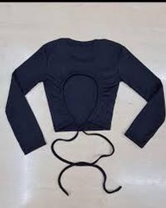 Navy Blue Tie-Back Crop Top