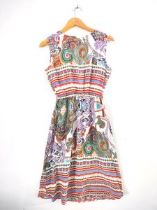 White Multi Colour Printed Dresses (Women's)