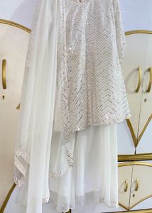 Elegant White frock and plazo