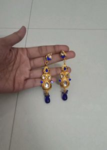 Exquisite Blue Stone Gold Plated Earrings