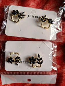 Elegant Black Floral Earrings