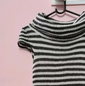Striped Knit cowl neck Dress