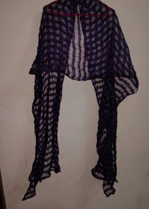 Crinkled Plaid Dupatta Scarf neavy blue