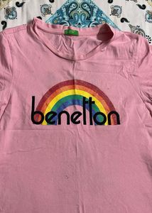 Benetton Pink Rainbow T-Shirt