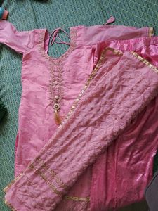 Pink Embroidered Kurta with Dupatta