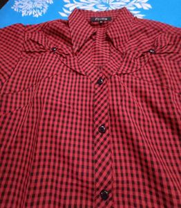 Red &amp; Black Checkered Button-Up Top