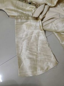 Ivory Silk Anarkali with Brocade Skirt