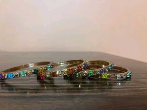 Colorful Gemstone Bangles (Set of 4)