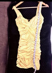 Stunning Ruched Yellow Mini Dress
