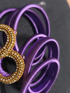 Handmade Purple &amp; Gold Earrings