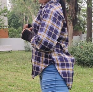 Rayon Women Check Shirt Full 1/3rd Sleeve