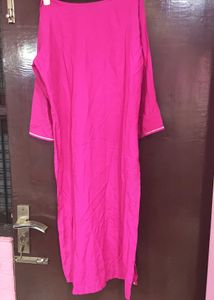 Vibrant Pink Embroidered Kurta (M SIZE)