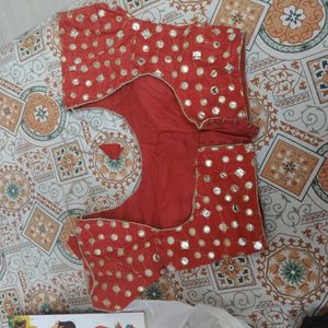 2blouse combo green and Red Embroidered Blouse wit
