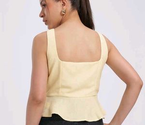 Cream Peplum Button-Up Top