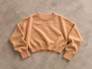 PEACH BEIGE CROPPED KNIT SWEATER