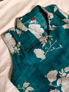 Stylish Teal Floral Sleeveless co-ord set