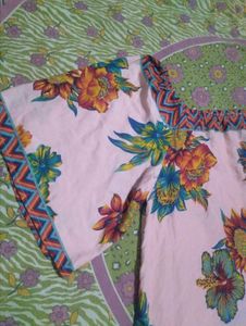 Pink Floral Print Square Neck Top