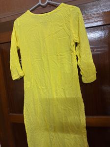 Bright Yellow Embroidered Kurti