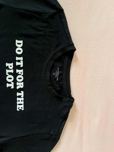 Black "Do It For The Plot" Crop Top