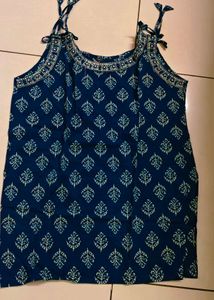 Navy Blue Printed Kurta