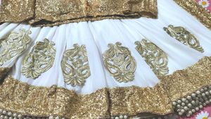 Elegant White saree with sequins border &amp; Gold blo