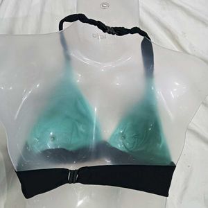 Teal &amp; Black 🪔Halter Bikini Top