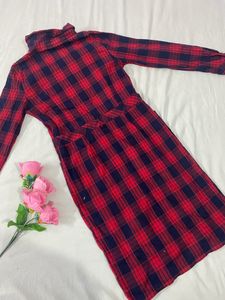 Red Plaid Shirt Dress
