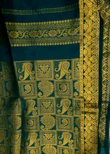 pure silk kanchipattu Teal Saree