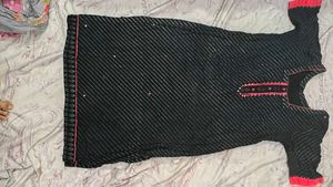 Stylish Black Kurta with Pink Border