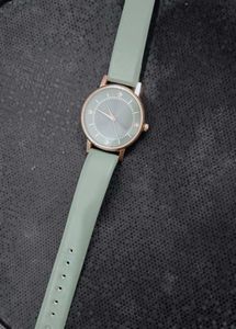Minimalist Green Leather Watch