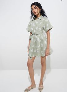 “Bombay Paisley” Mintgreen Leafy Mini Dress