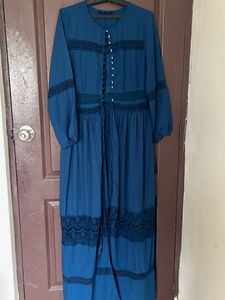 Elegant blue Ethnic Gown with Lace