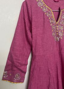 Pink Embroidered Cotton Kurta 💗