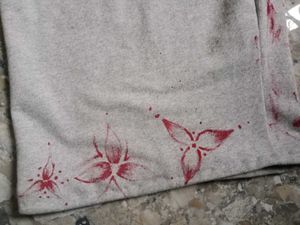 Hand-painted Cherry Blossom grey Pants
