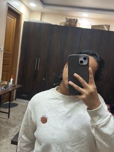 Grey Crewneck Sweatshirt with Basketball Graphic