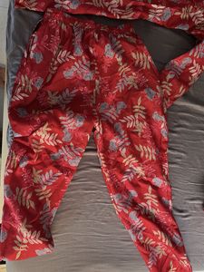 Red Floral Kurta Set